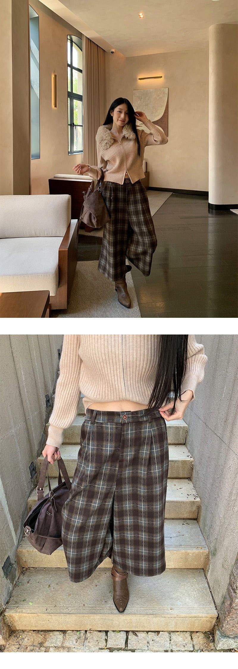 Fred Checkered Wool Capri Bermuda Pants