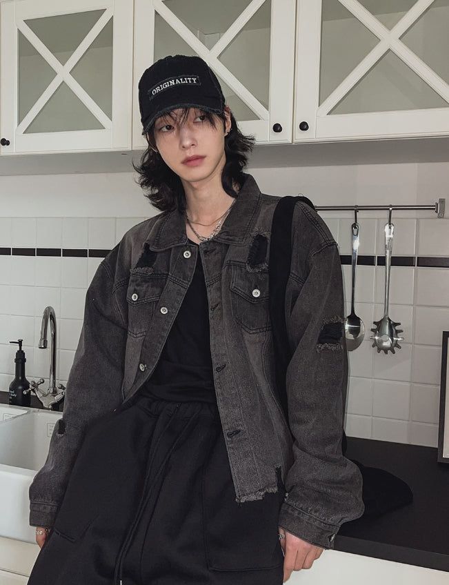 Kuden damage crop denim jacket