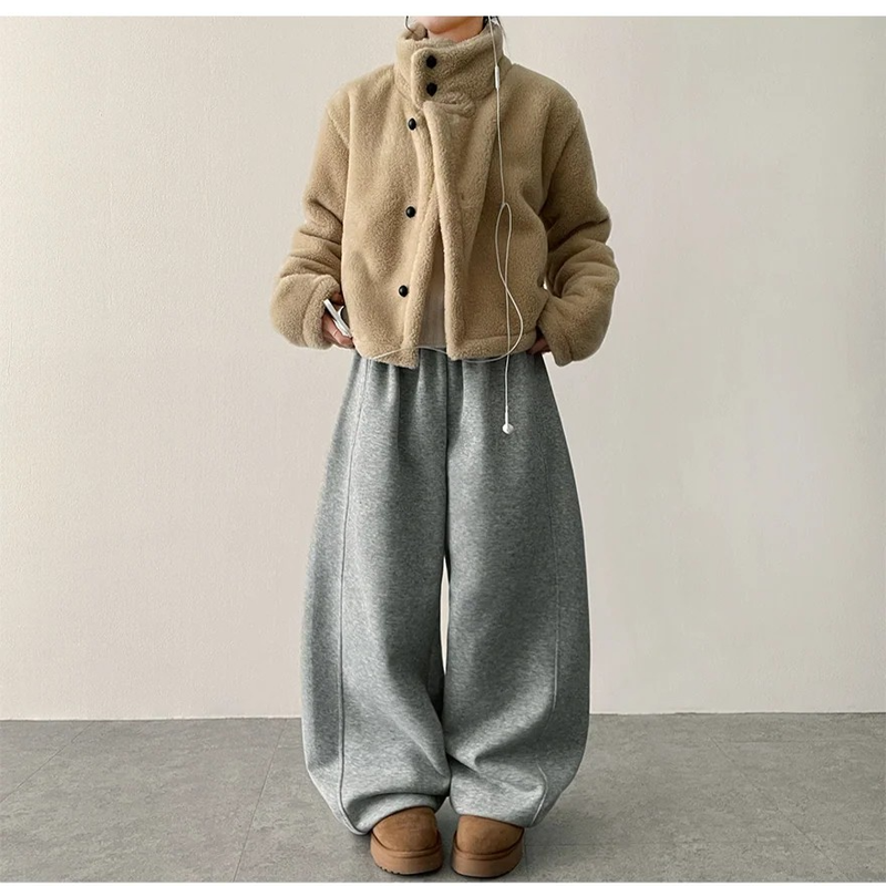 Falling High Neck Fleece Short Coat