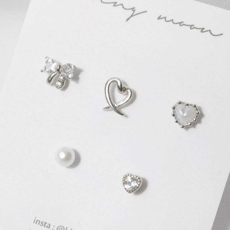[5 set] Ribbon Pearl Piercing Set