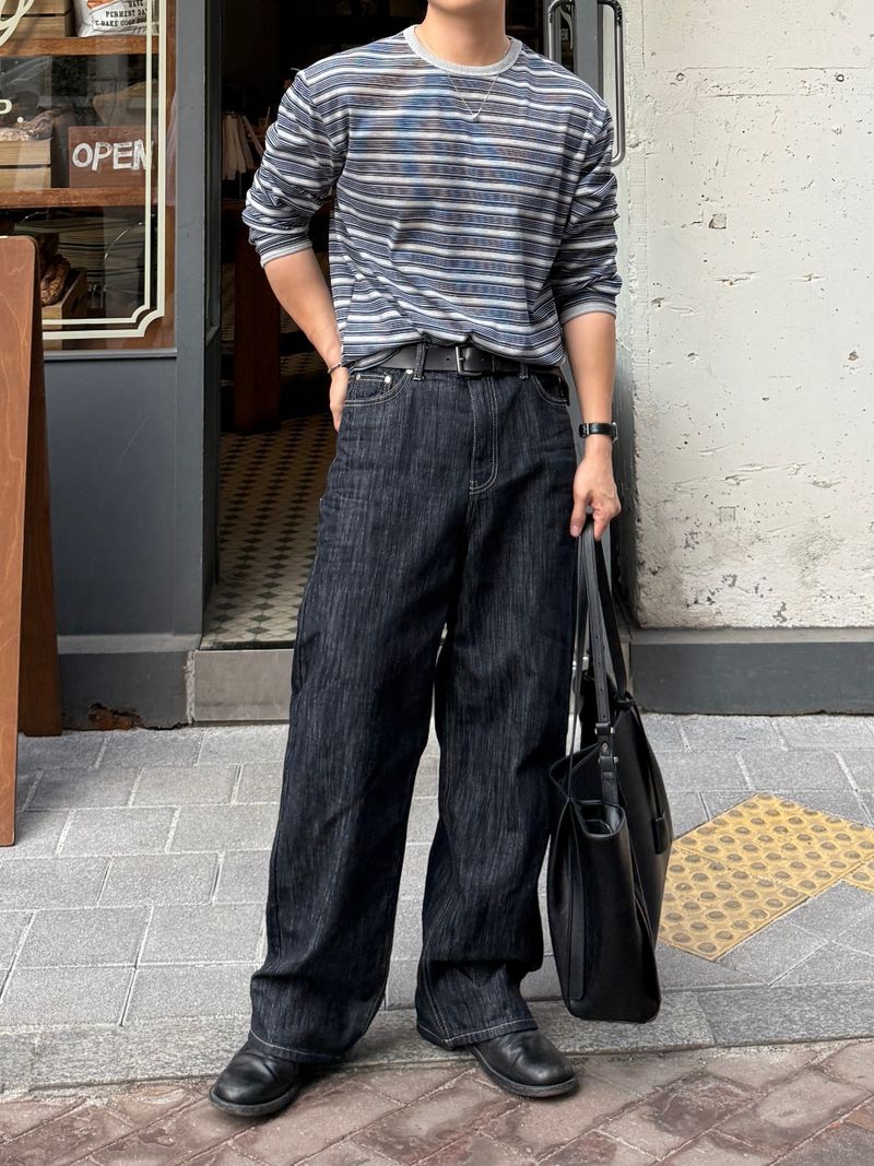 Nos Indigo embossed denim pants