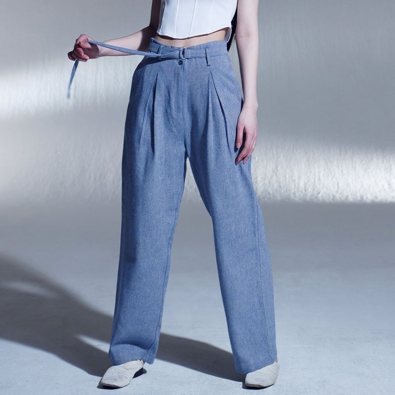DILETTANTISME（ディレッタンティズム）の「LINEN BELT ONE-TUCK WIDE PANTS (BL)（Pants）」