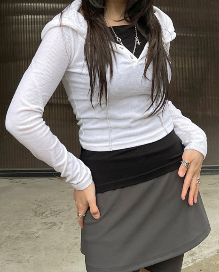 Button Slit Slim Hoodie