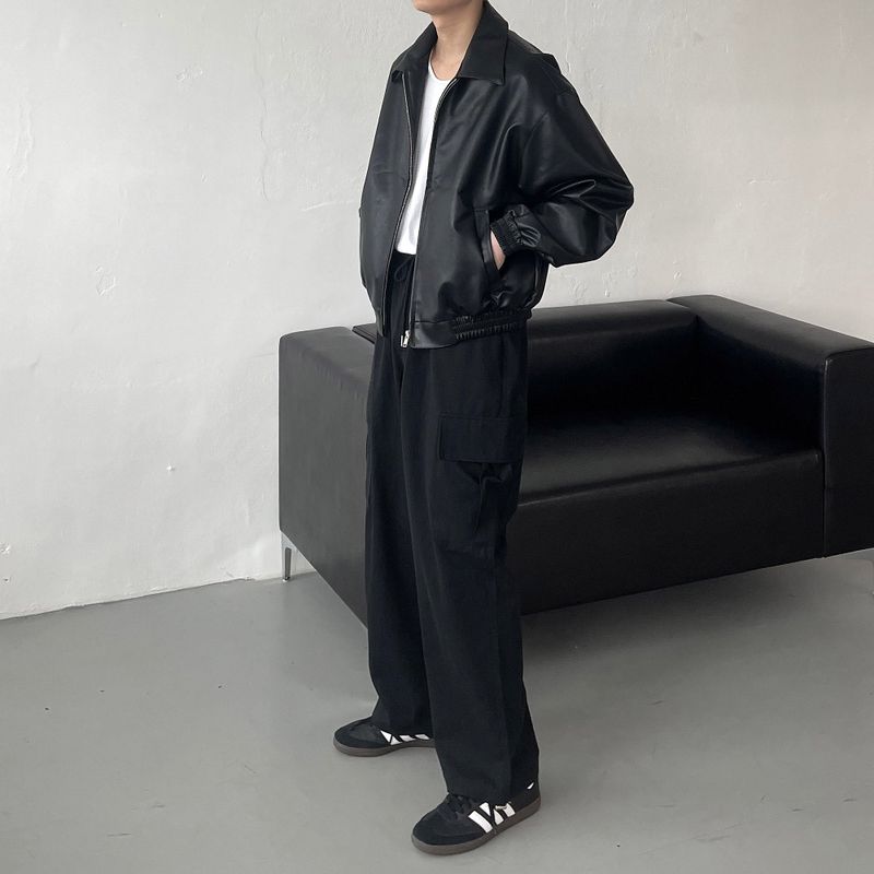 UI leather cropped jacket