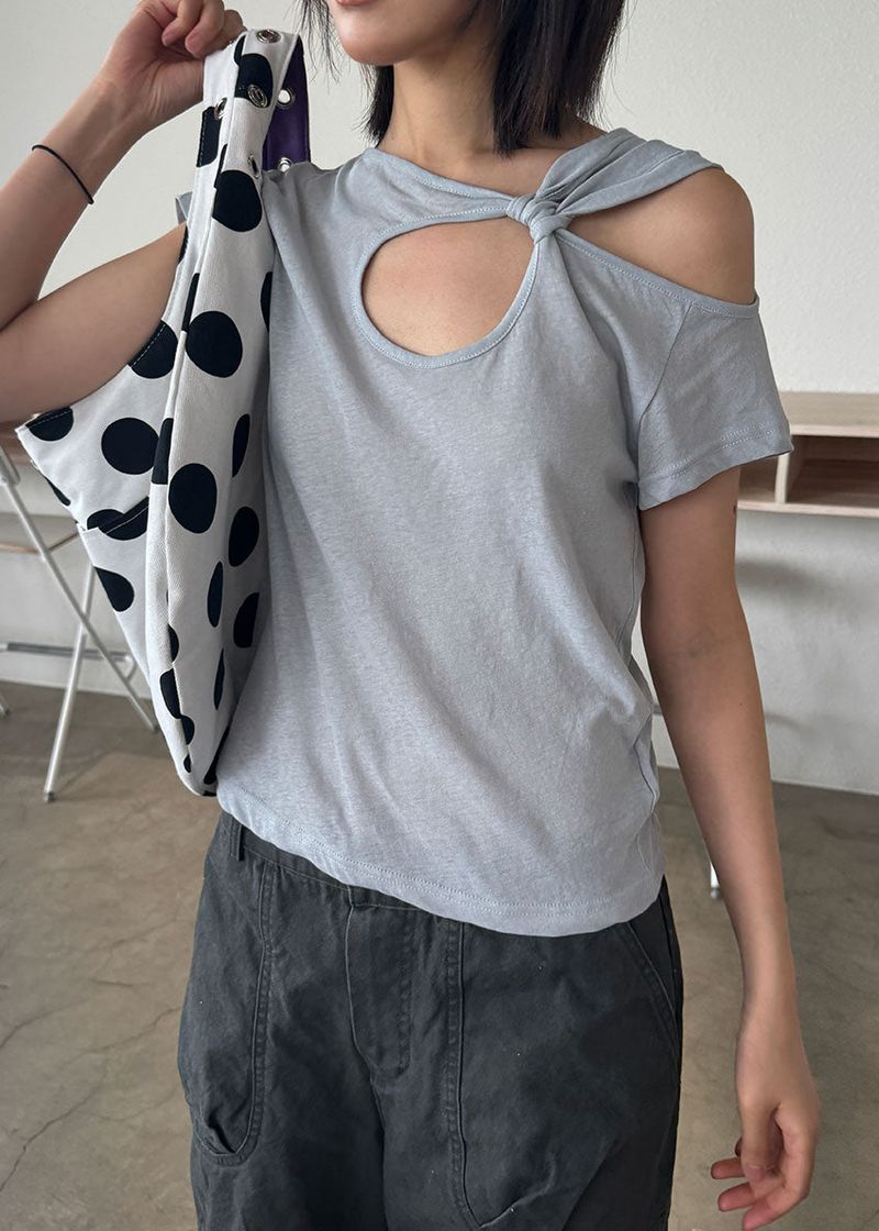 TWIST HOLE HALF TEE (4color)