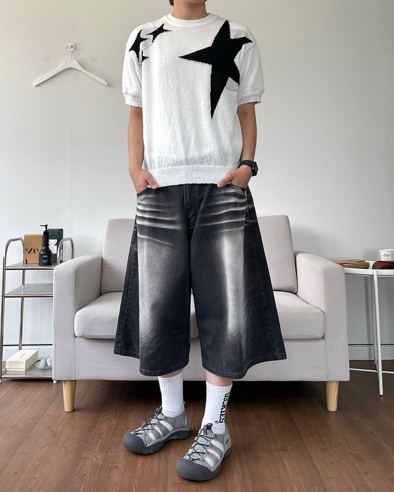 リーズウォッシングハーフデニムパンツ