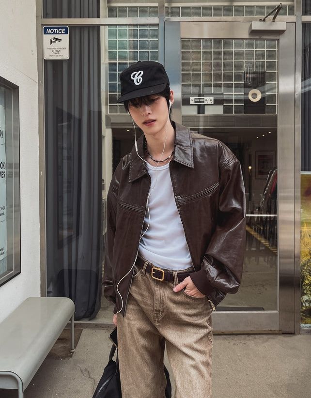Multi Pattern Leather Strap Pillbox Ball Cap