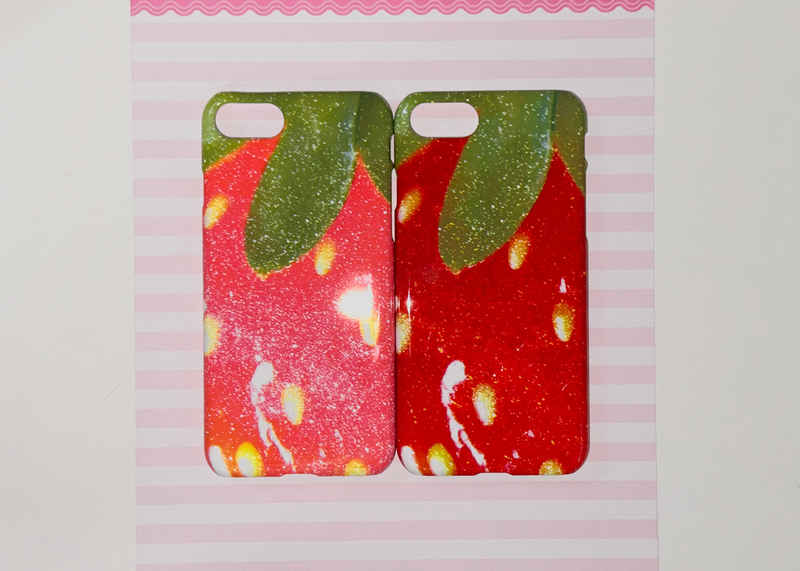 (glossy hard) Sparkling Strawberry phone case - Red