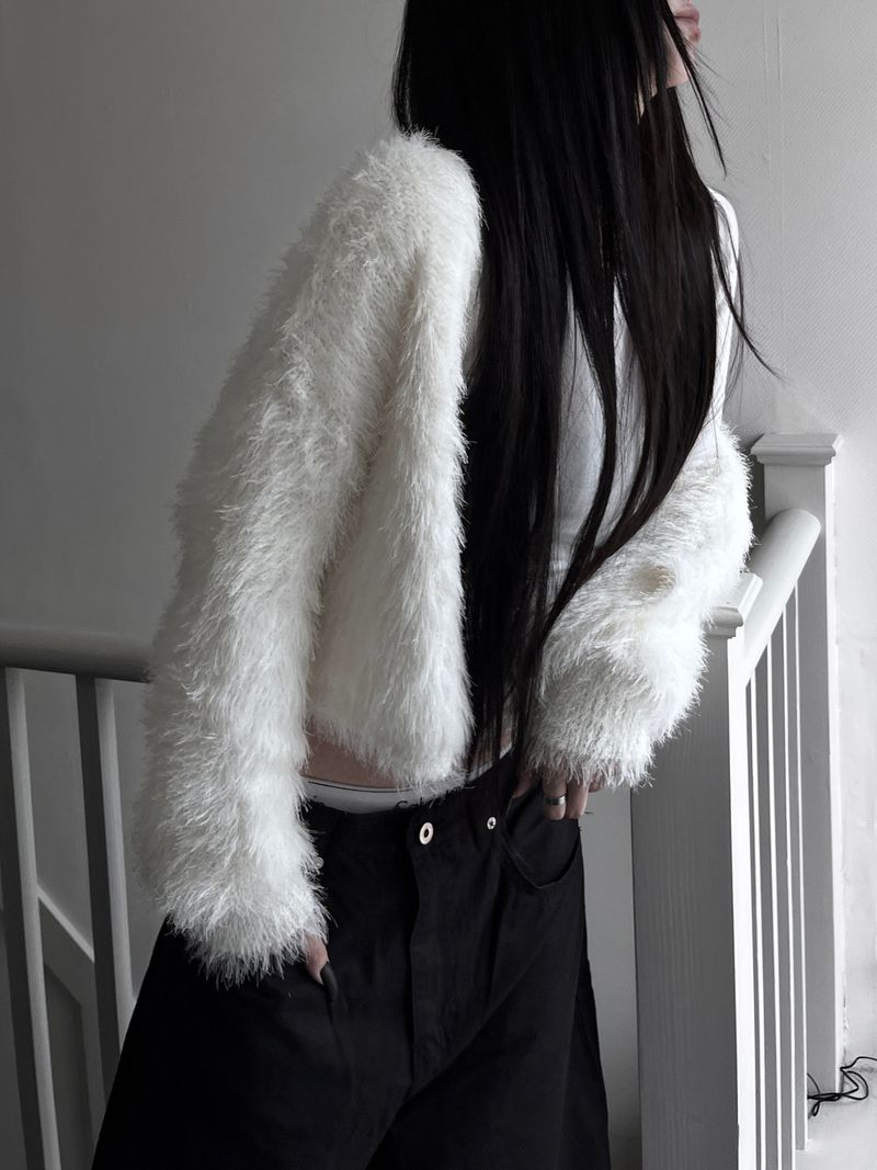 hitch fur crop cardigan (2color)