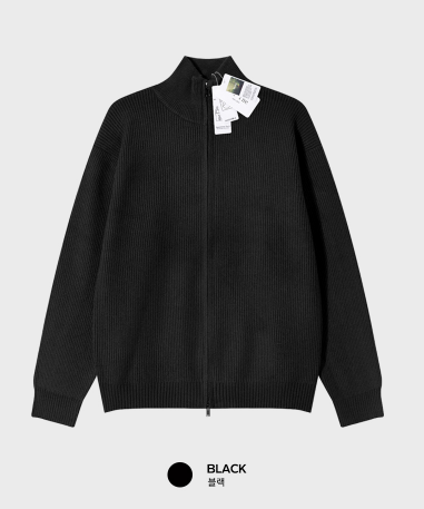 All Day Vertical Ribble Two-Way Half Neck Modal Knit Zip-Up