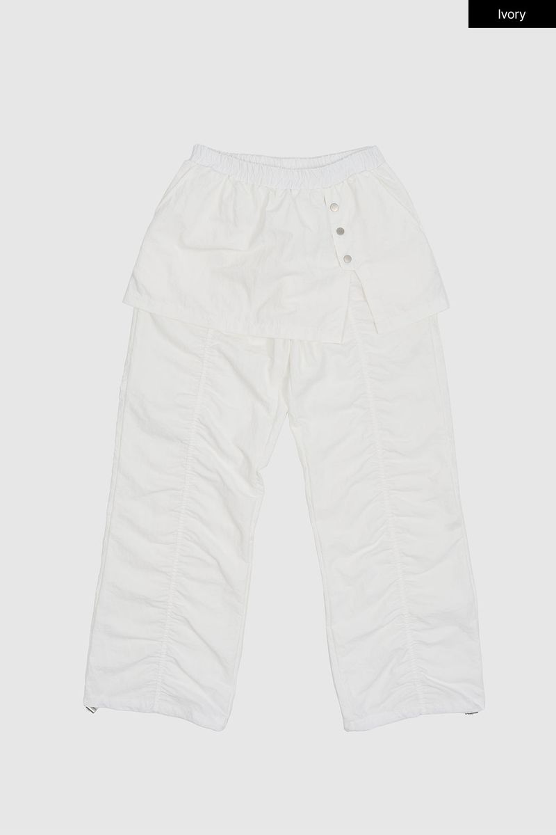 Parkaring layered shirring pants