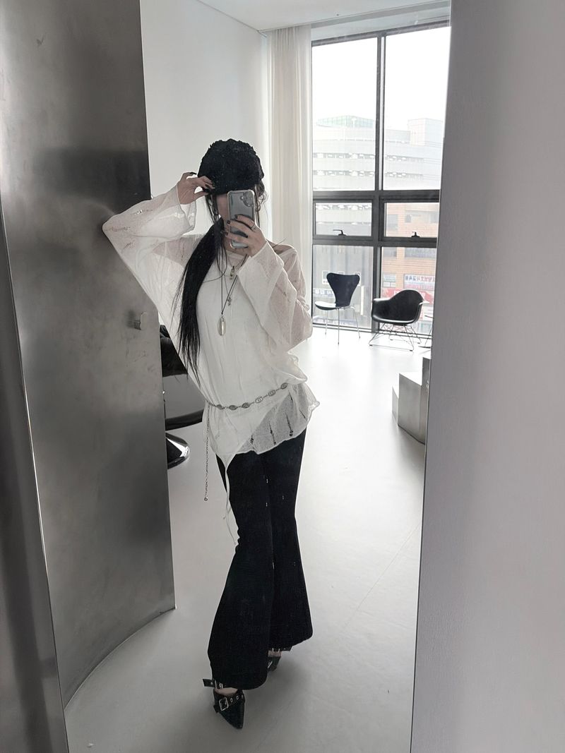 destroyed see-through knit (2color)
