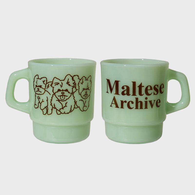 Maltese archive line graphice milk glass
