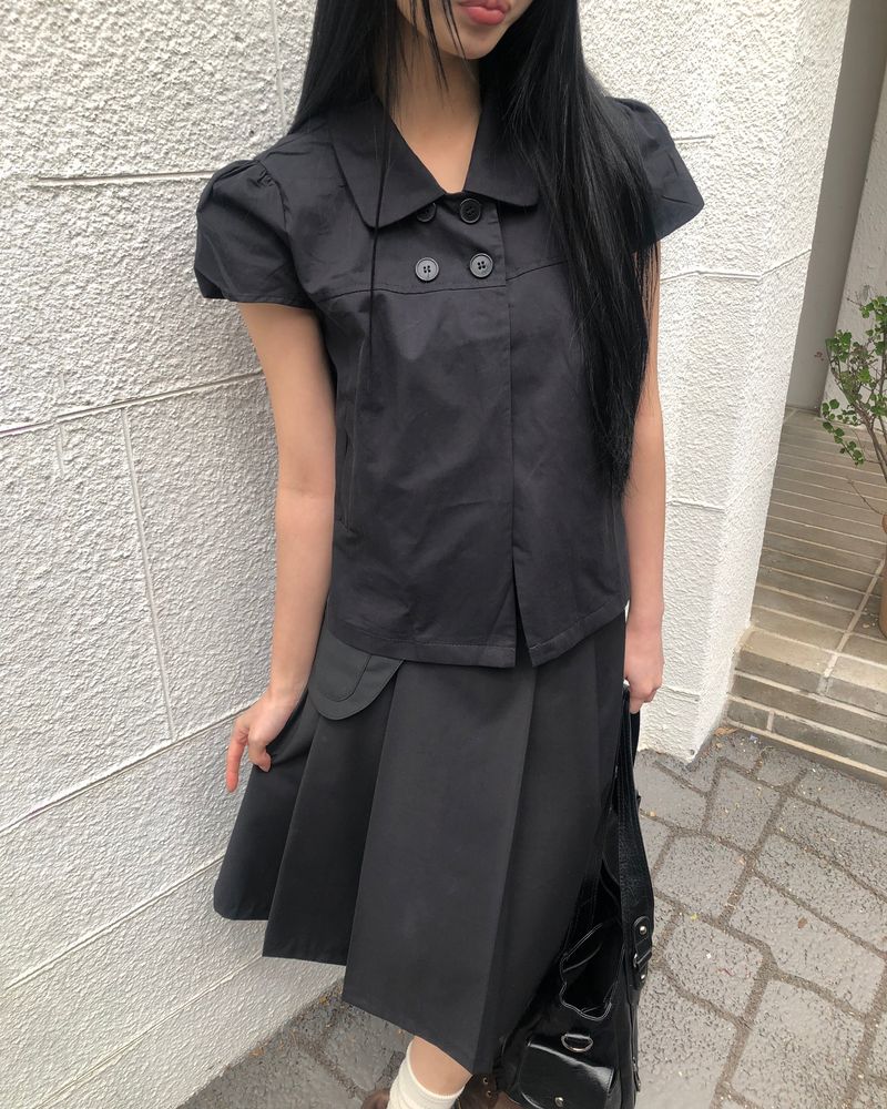 Matia Double Button Short-Sleeve Blouse