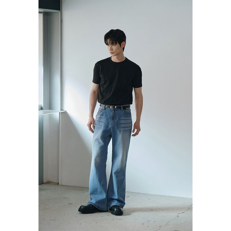 [Muscle fit] Cool curve half t-shirts(Black)