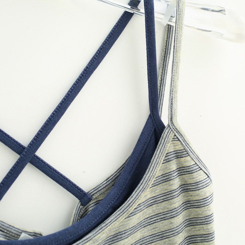 Stripe Back Strap Layered Tank Top