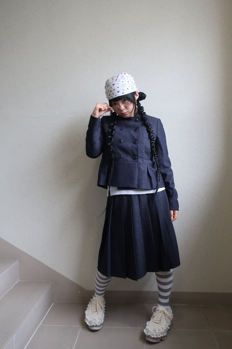denim pleats skirt