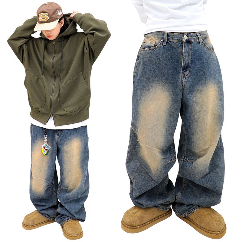 wide dart bizo denim pants