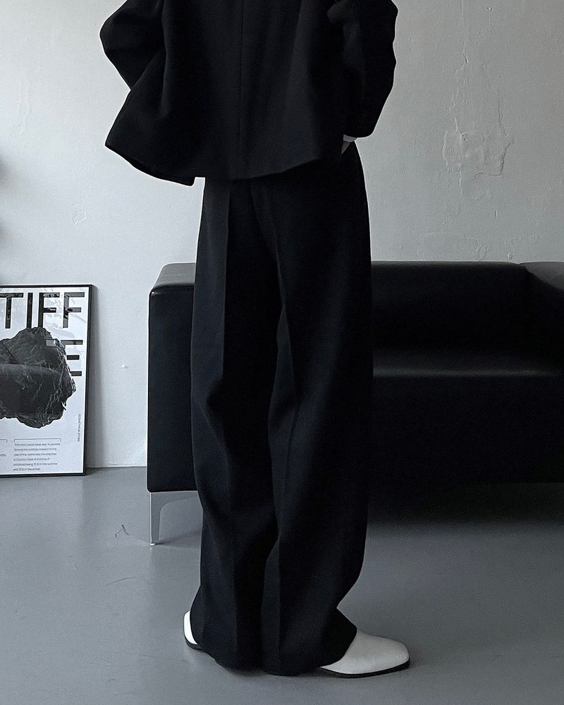 CR Youth shuffle two-tuck wool wide pants (3 colors)