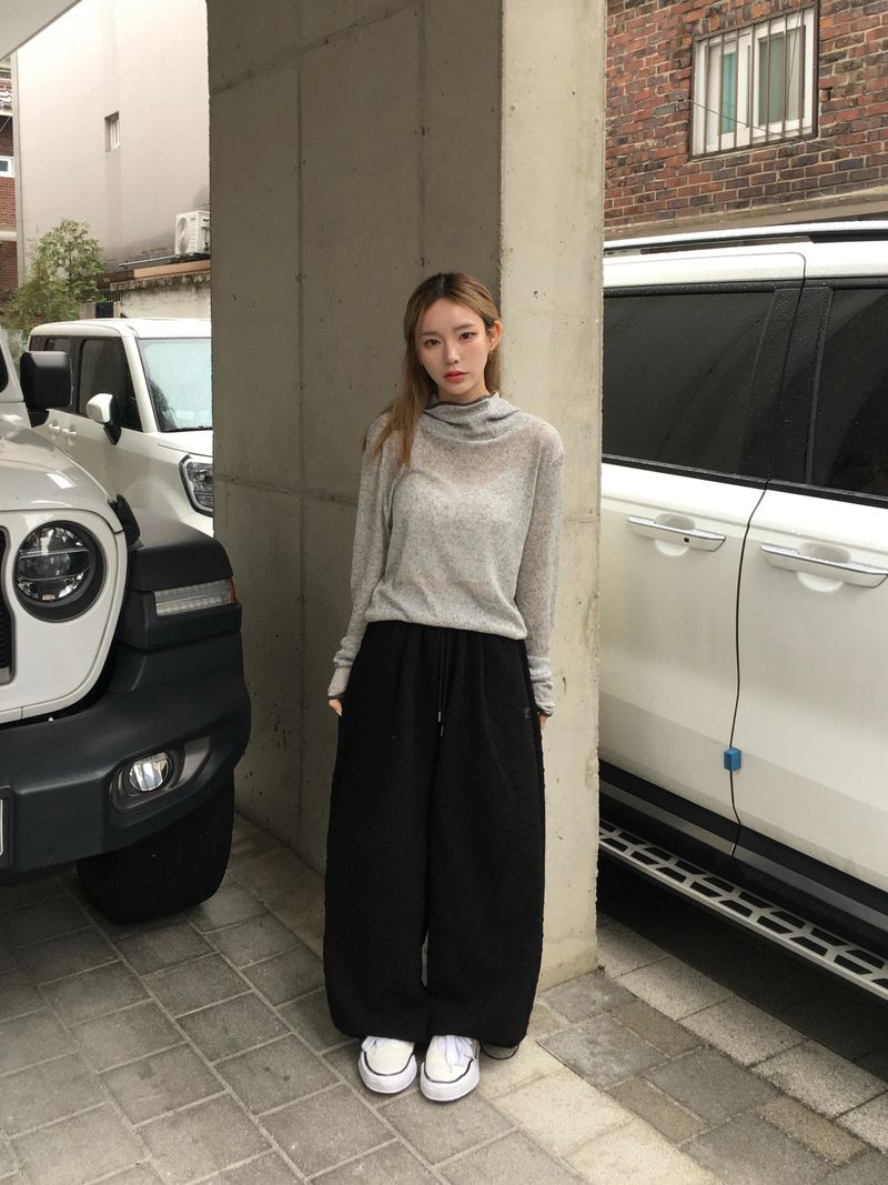 Slender Button Hoodie Knit (3c)