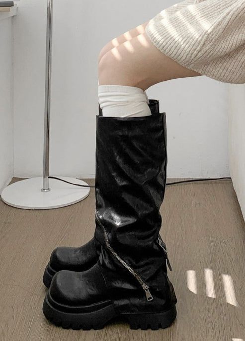 Crack Slit Zipper Boots