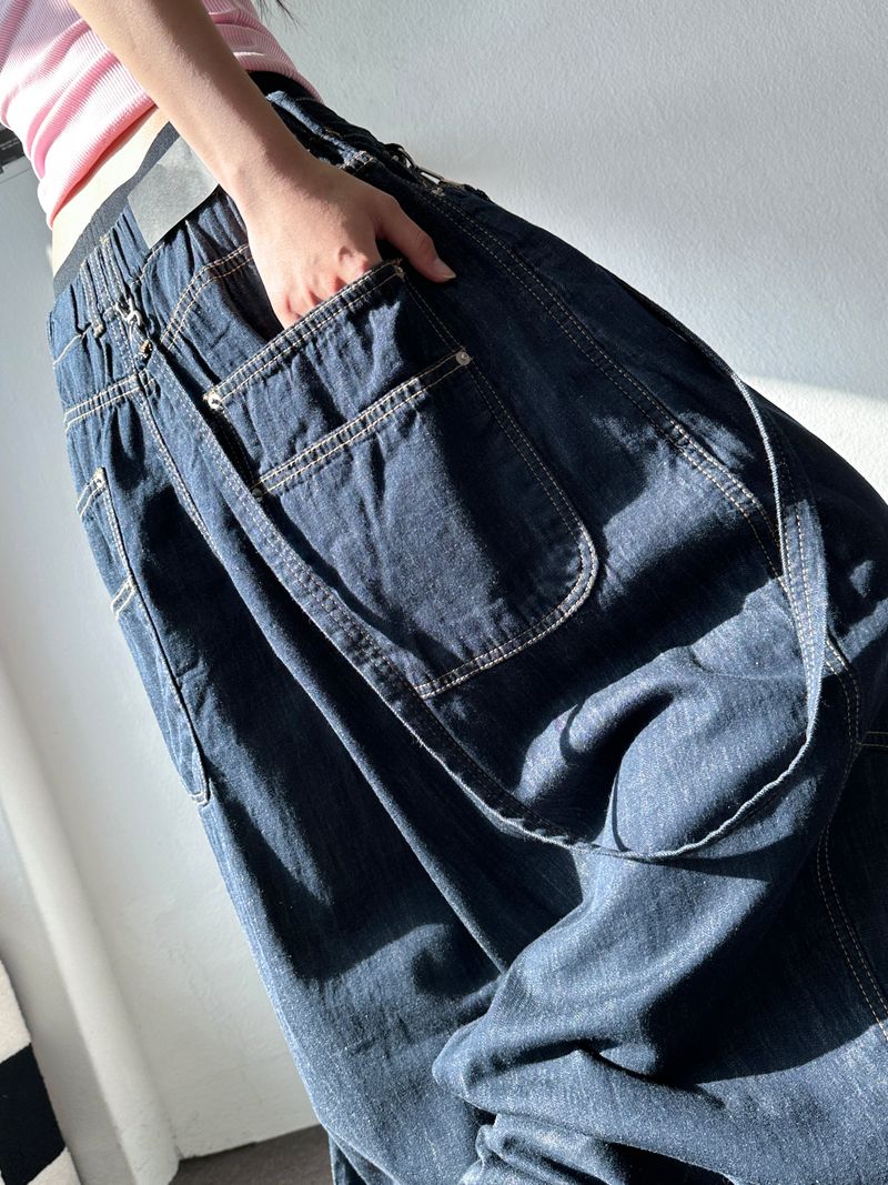 Chain Stitch Raw Denim Balloon Pants 1color
