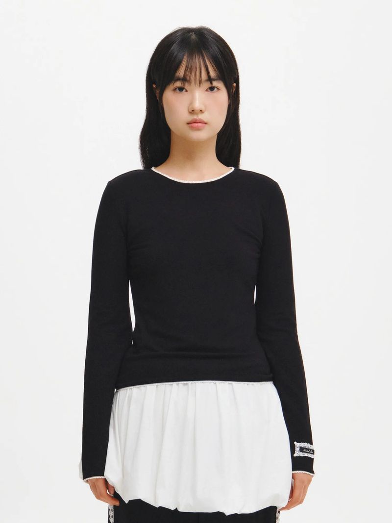 LACE ROUND NECK T-SHIRT