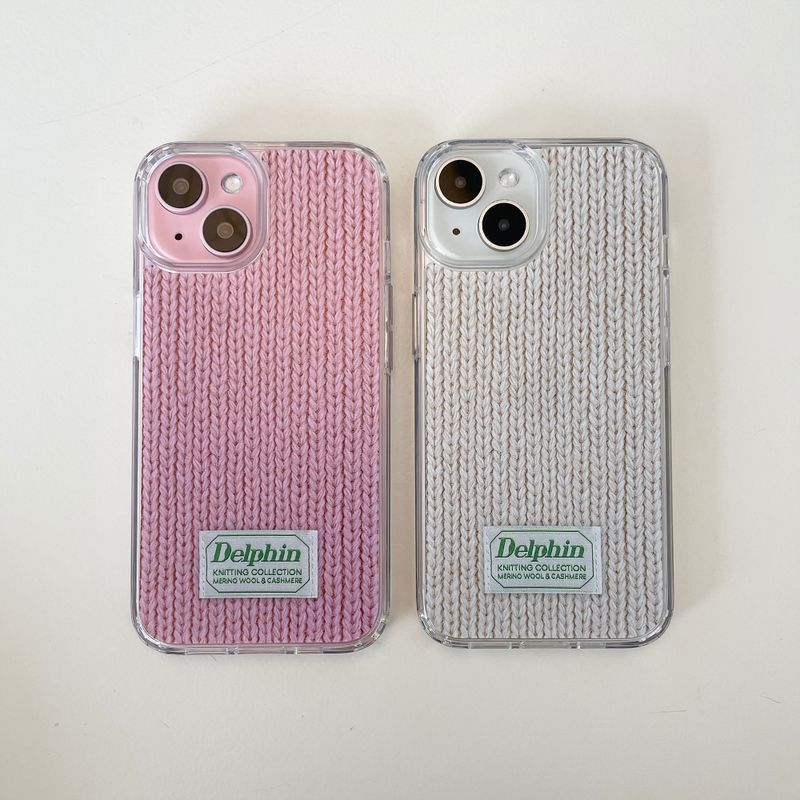 LABEL KNIT HARD JELL CASE_IVORY