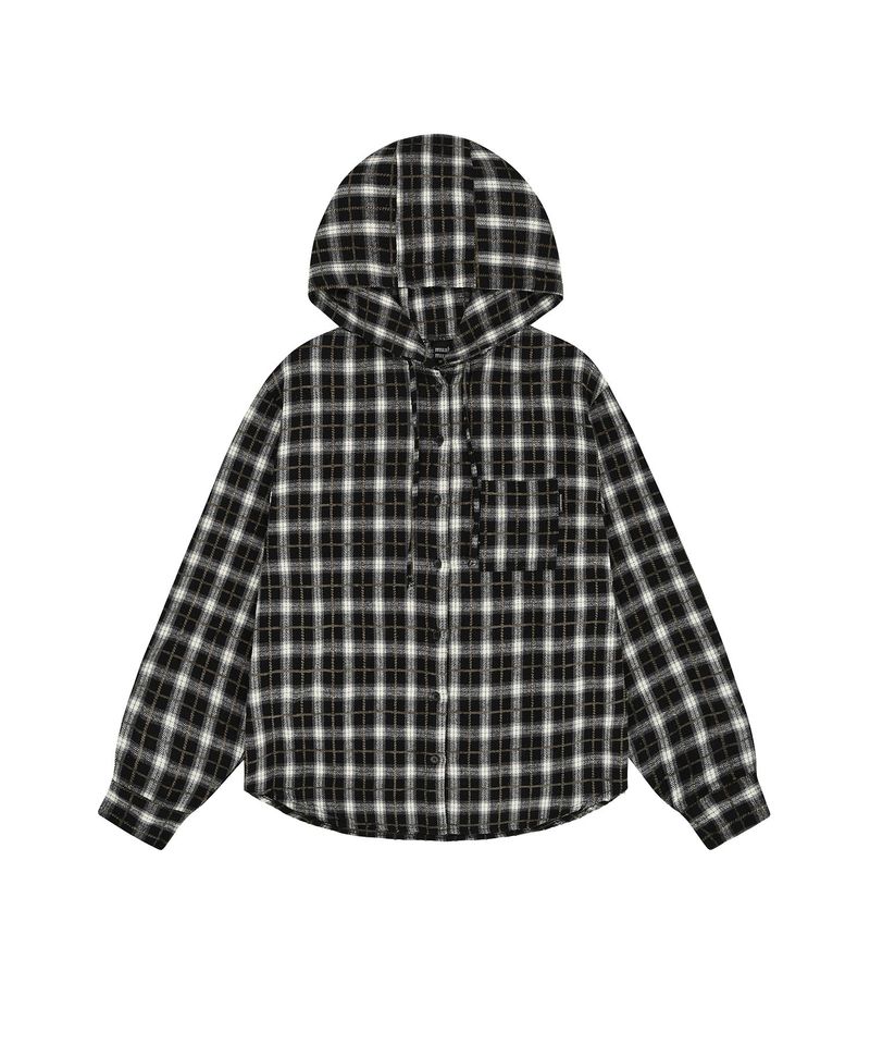 POINT LABEL CHECK HOOD SHIRT
