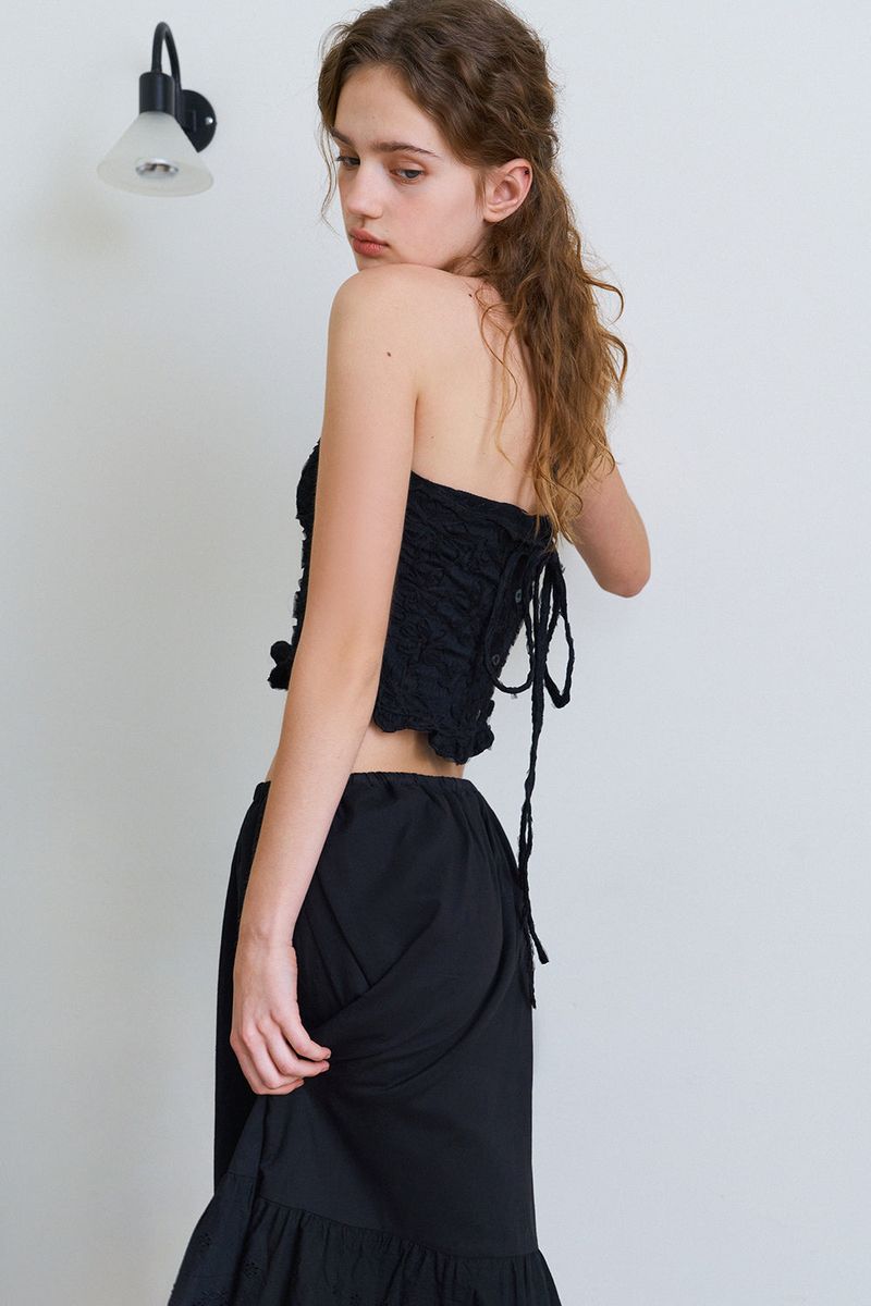 Flower pattern halter top_black