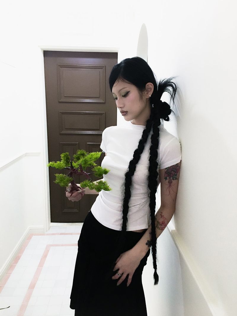 Half neck shirring T (3color)