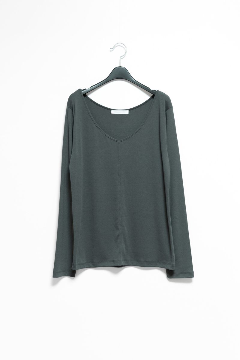 soft deep neck long top(3colors)