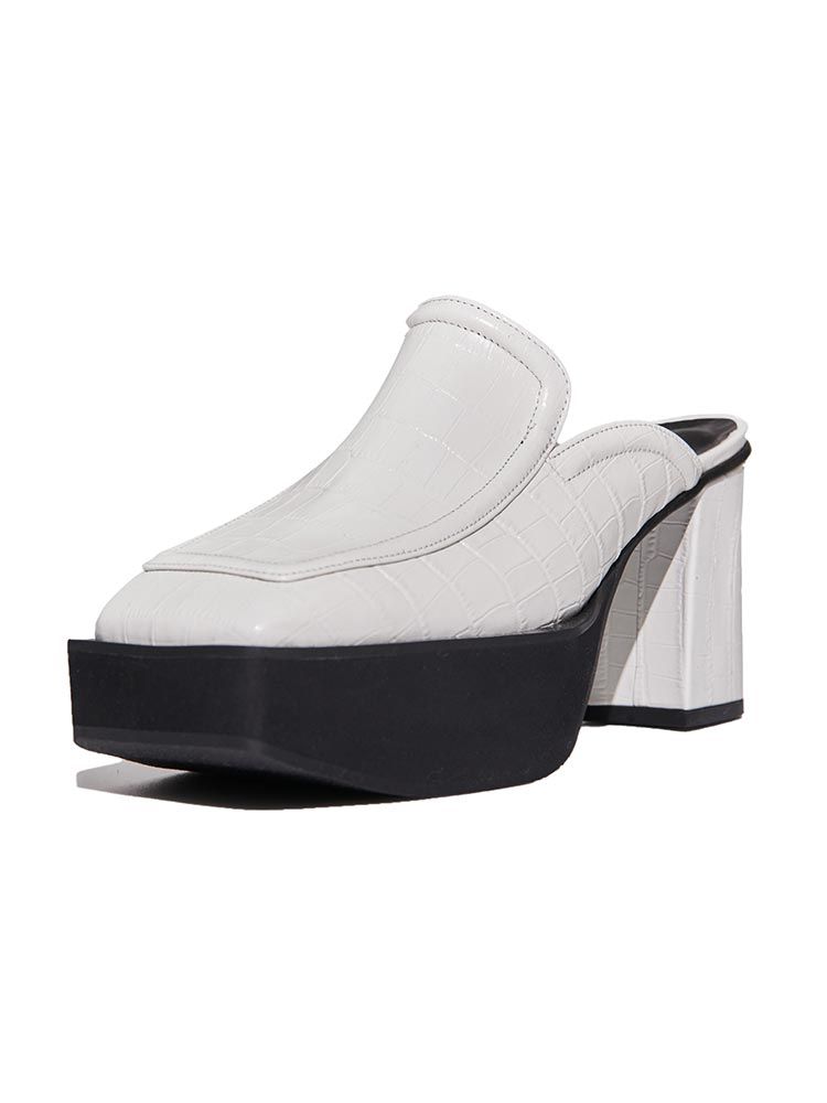 SQUARE TOE MULE-IVORY