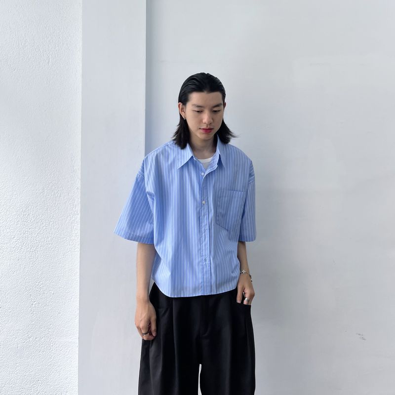 Horizontal Textured Short Shirt