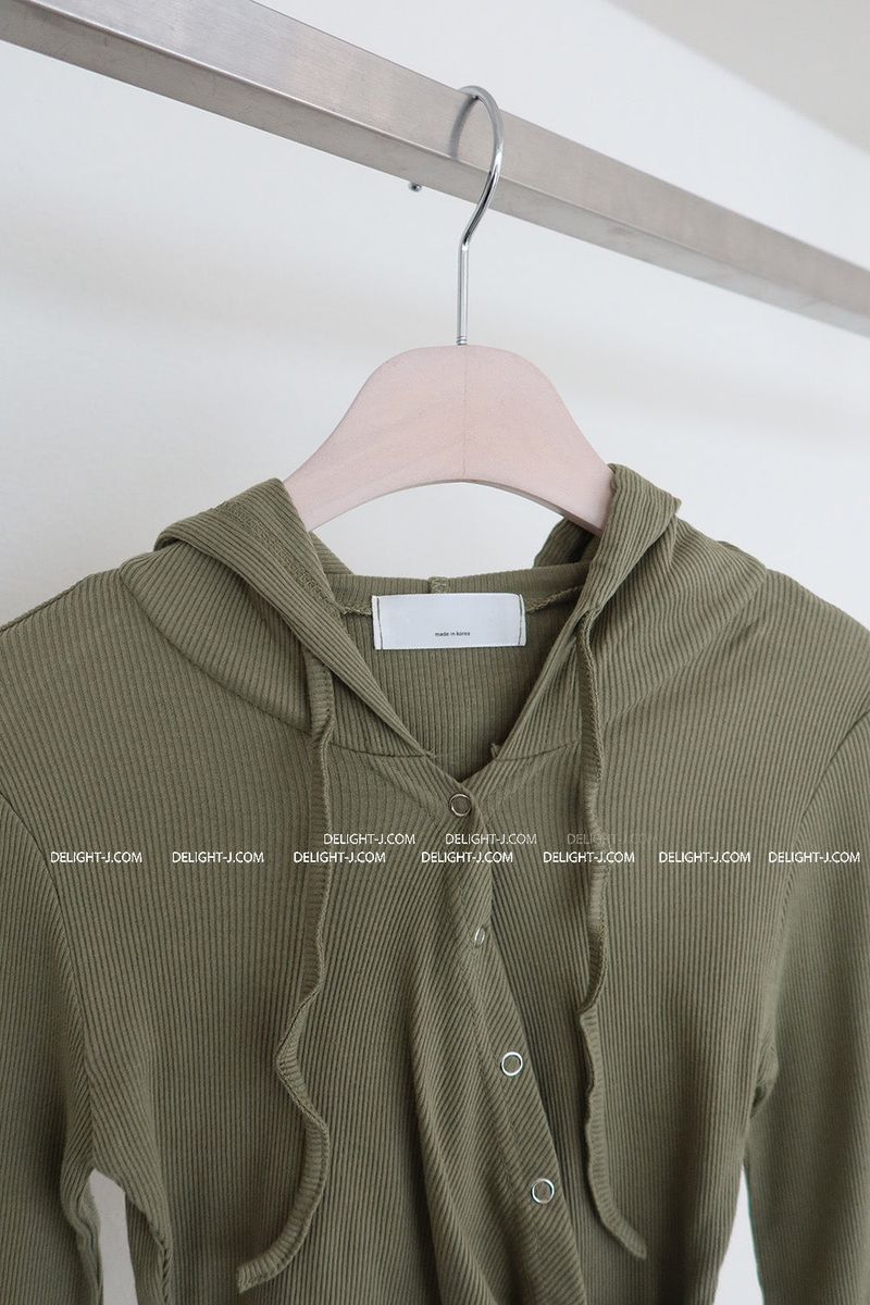 Hood Diagonal Snap Button Wrap T-Shirt