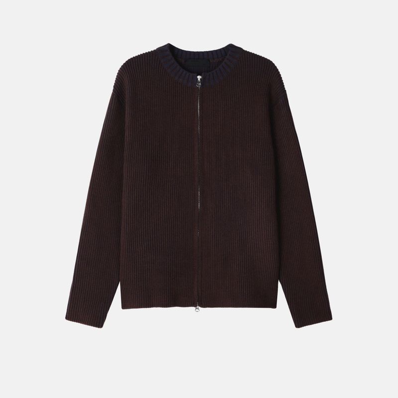 Fog lip zip-up knitwear