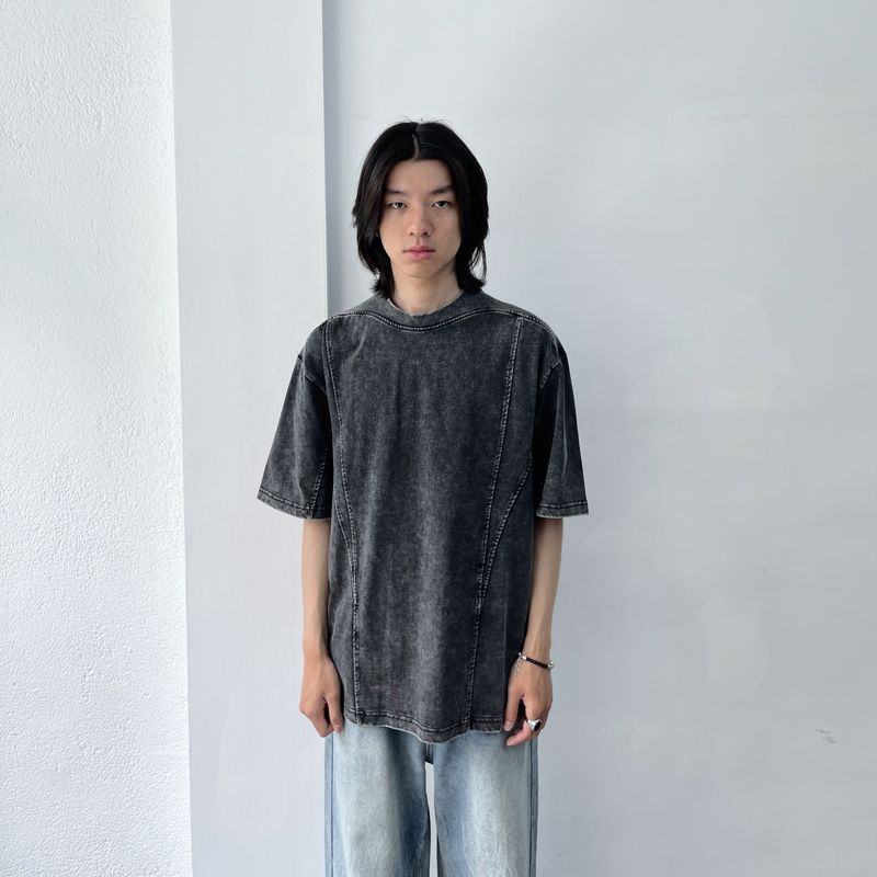 FADE MEET（フェードミート）の「Retro Charcoal Paneled Wide Tee（Tops）」