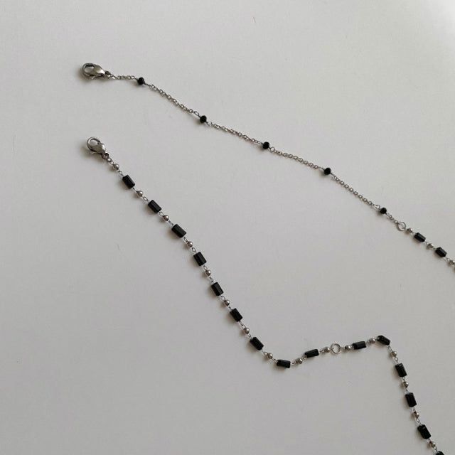 ub Mask Strap Two-Way Black Choker Necklace