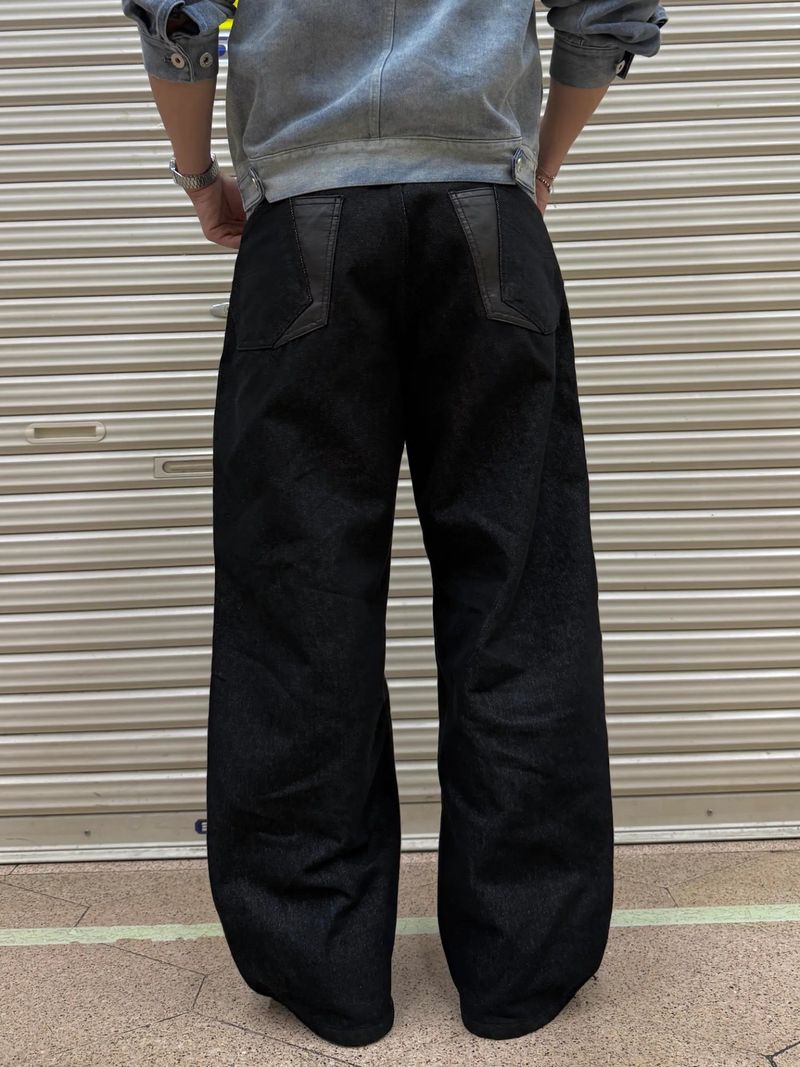 Leather Double Pocket Curved Pants