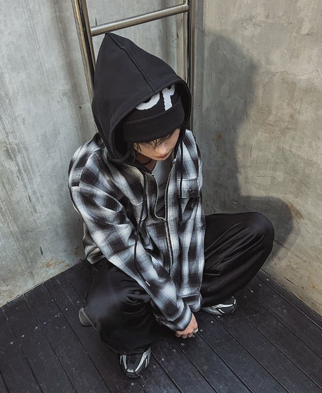 Philly loose fit checked hoodie jacket