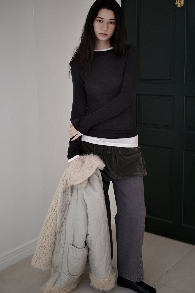 Washed straight leg pants, Ash purple