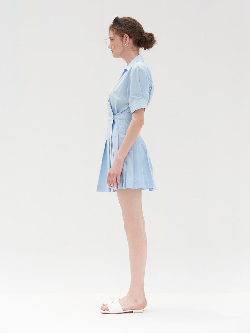 PLEATS DETAIL WRAP ONEPIECE_SKY BLUE