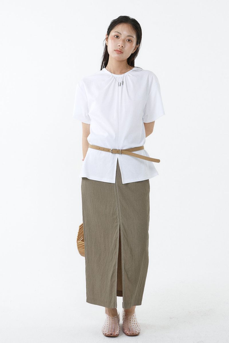 SHIRRED ROUND TOP_WHITE