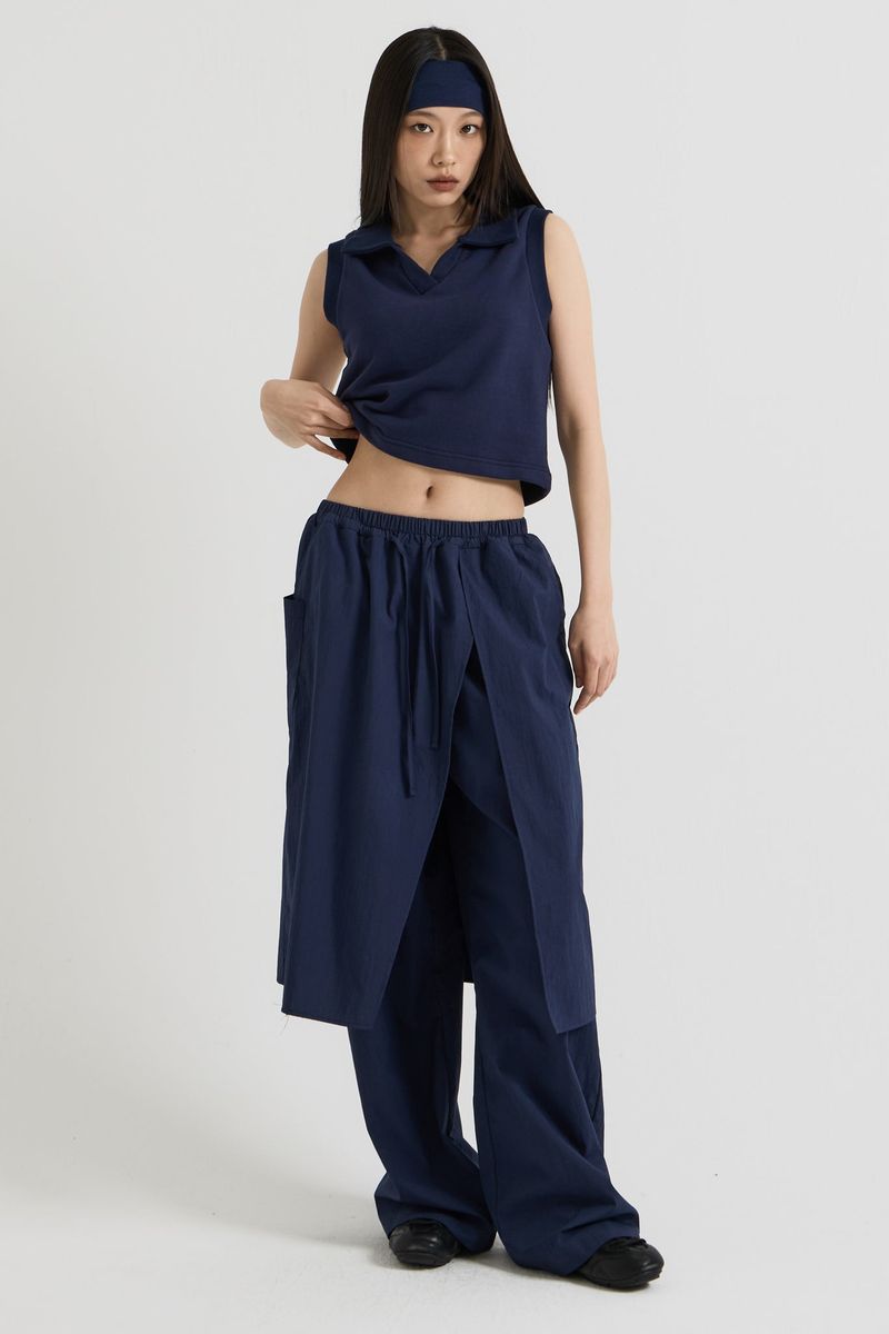 Sleeveless collar vest, Navy