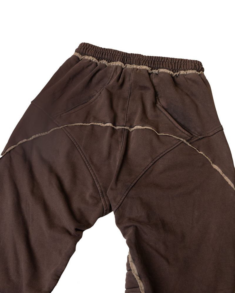 FRINGE MOTOR WASHED BROWN PANTS