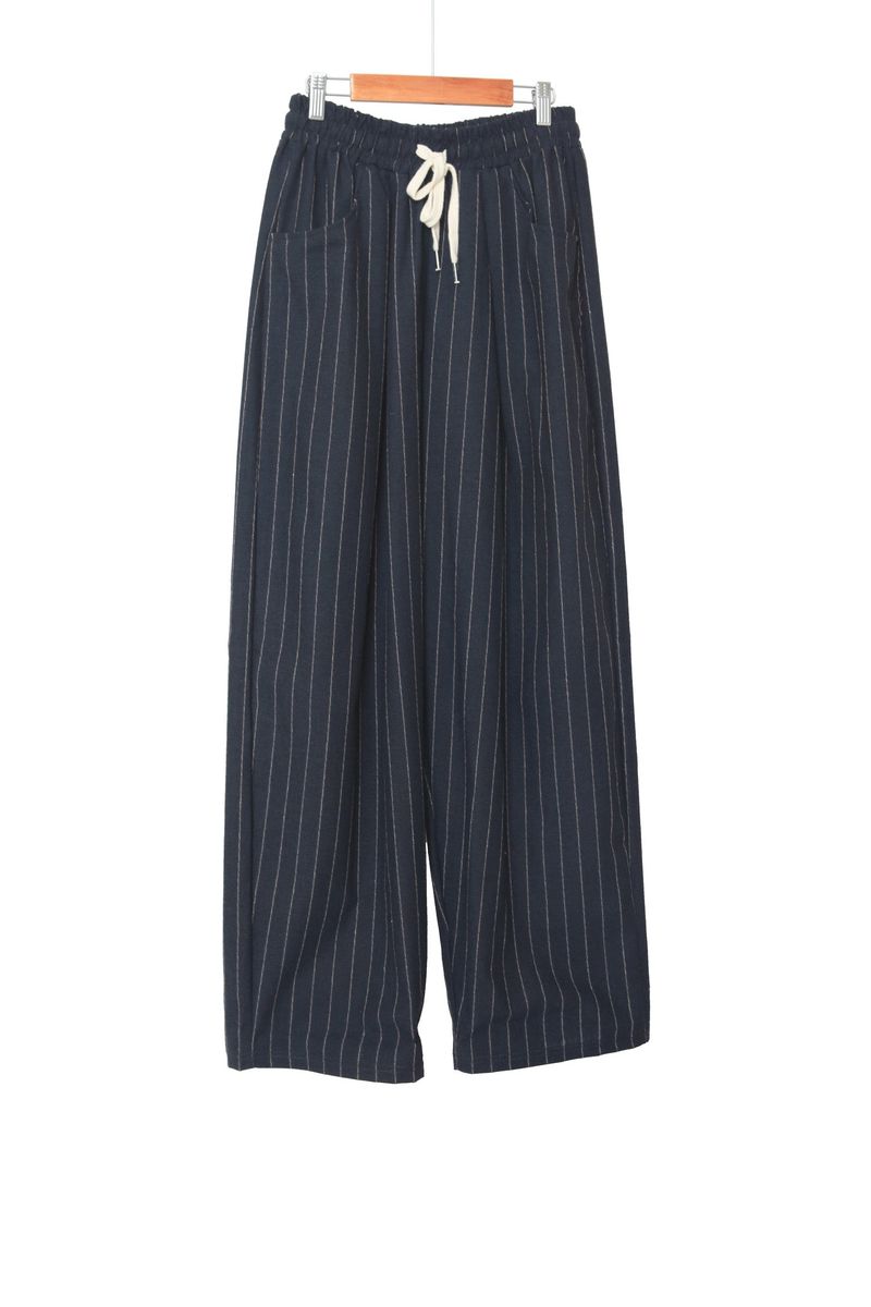 linen striped wide pants