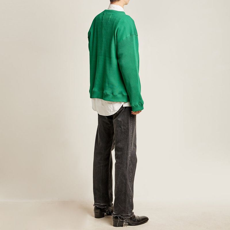 DAMP 2-WAY ZIP-UP WAFFLE CARDIGAN_GREEN