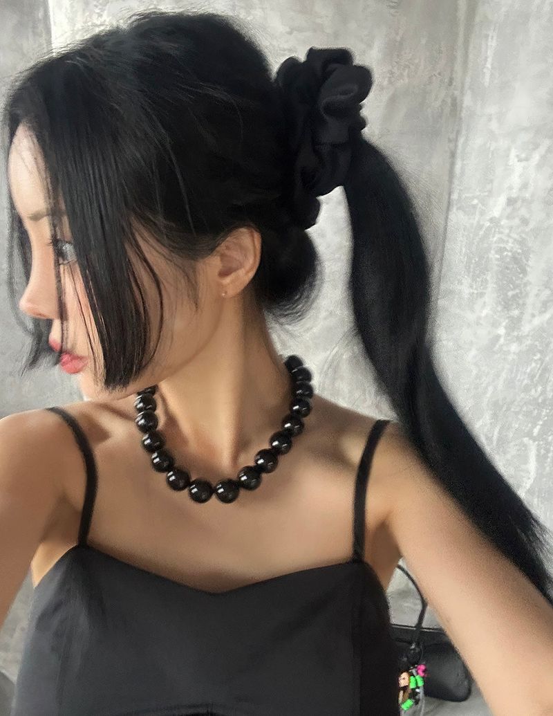 18 mm Black Pearl Ball Necklace