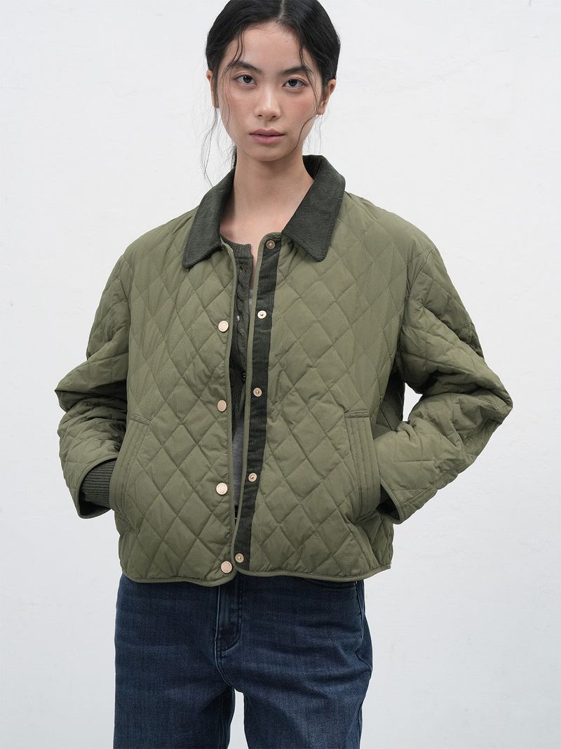 corduroy collar lightweight padded jacket
