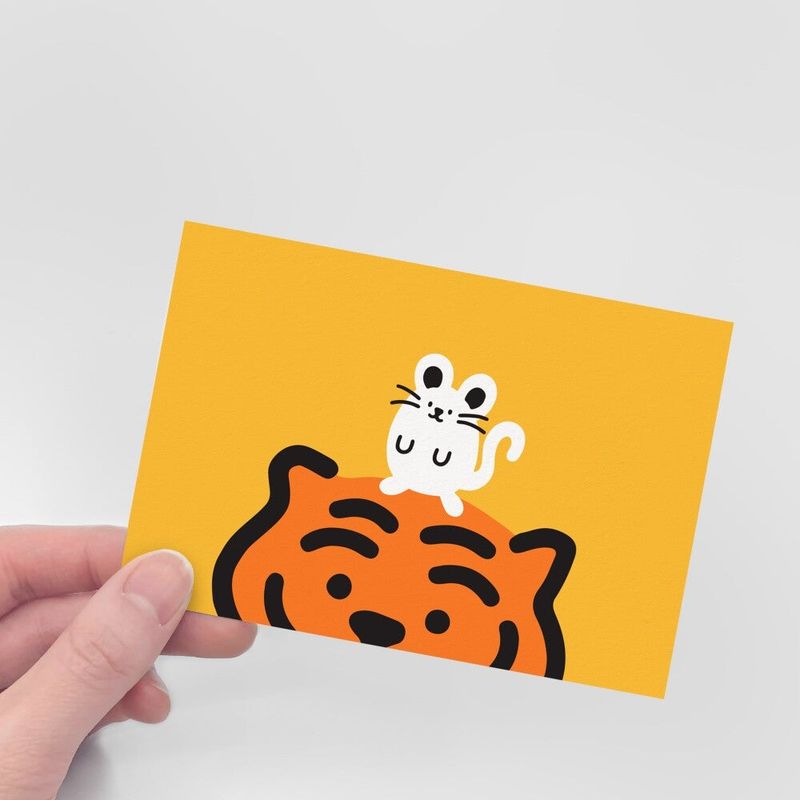 TIGER & MOUSE POST CARD